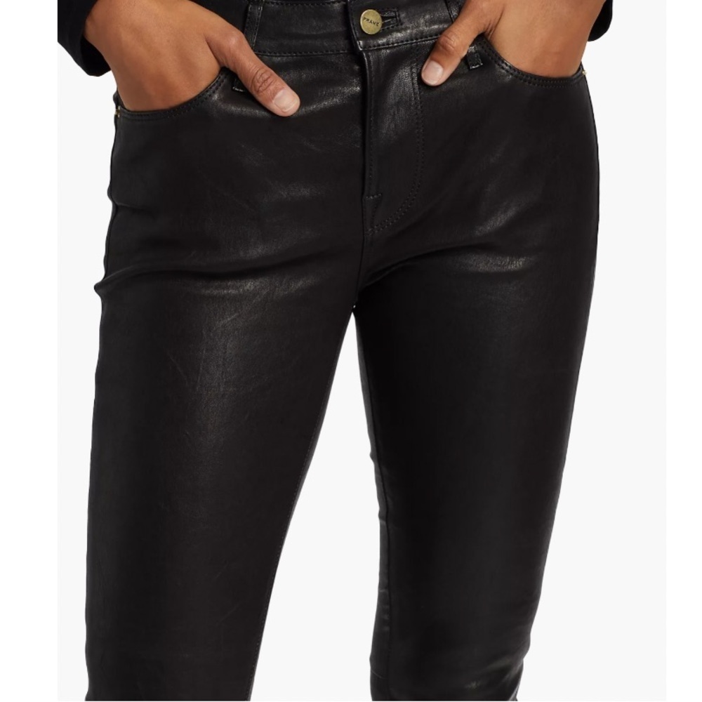 FRAME Le Sylvie High-Rise Lambskin Leather Pants - Picture 9 of 14